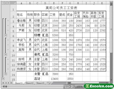 Excel2007中建立分类汇总第4张