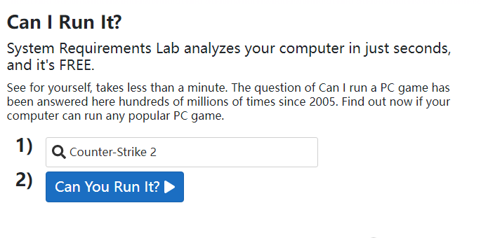 Can You RUN it-在线检测电脑能否运行某游戏的网站