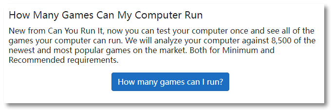 Can You RUN it-在线检测电脑能否运行某游戏的网站